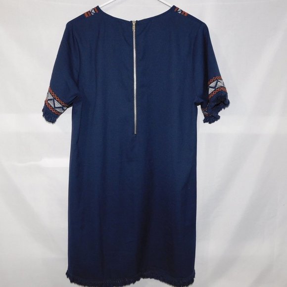Umgee Womens L Blue Embroidered Boho Dress - Picture 8 of 10